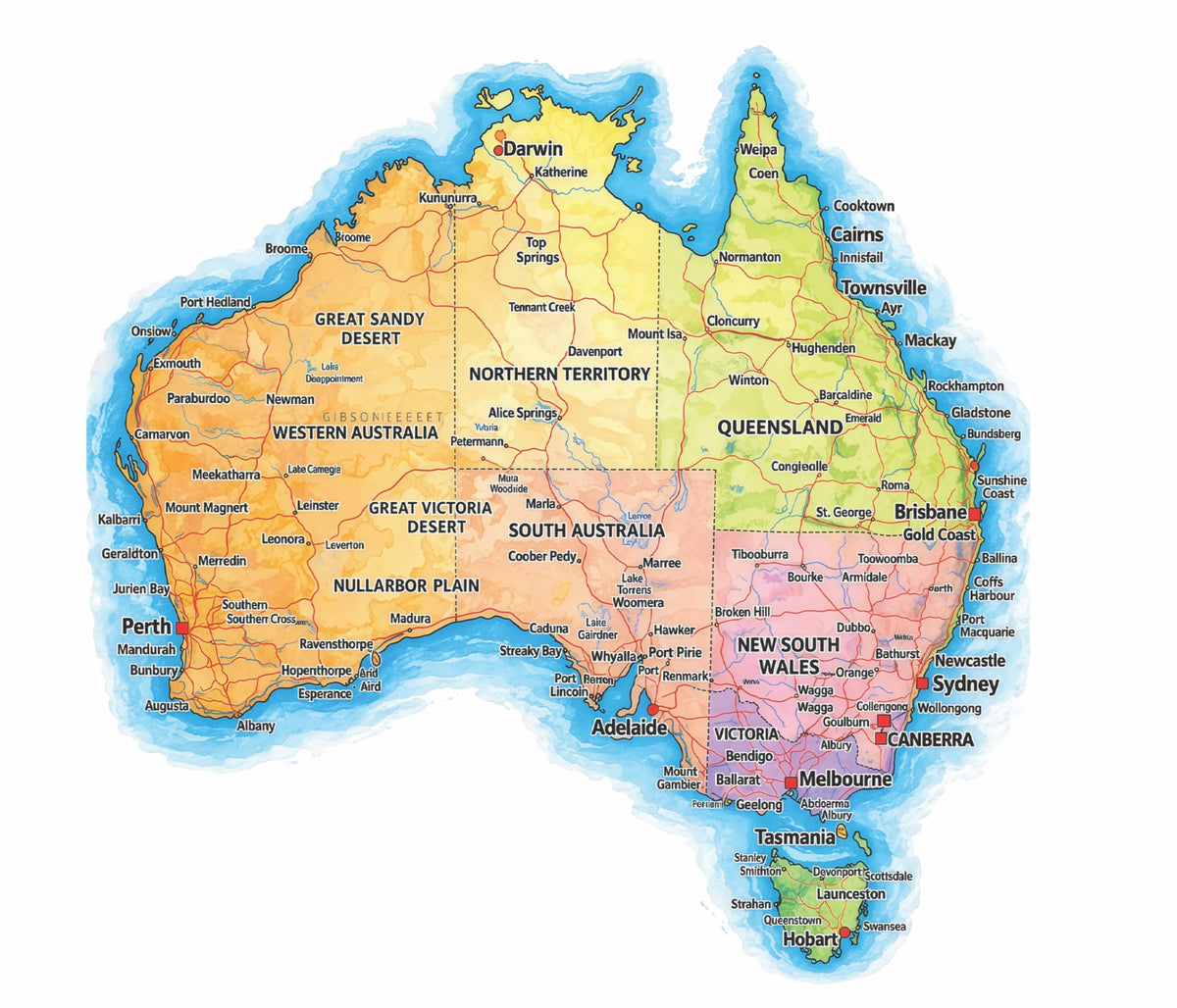 Australia Map Wall Decal - removeable and reuseable (S)