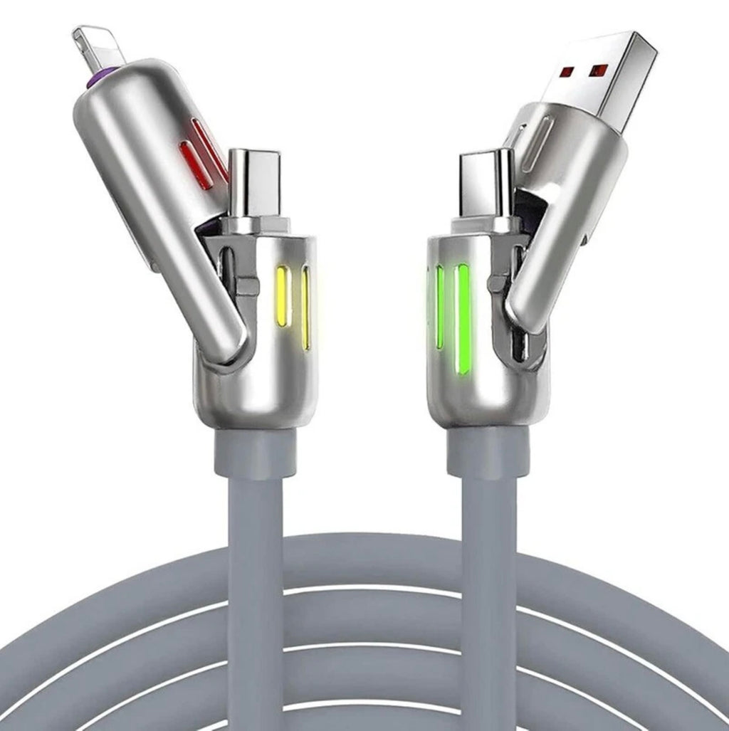 2.0metre LONG ULTRA FAST CHARGING CABLE - USB- TYPE C - LIGHTING - COMPATIBLE WITH BOTH ANDROID AND APPLE DEVICES.