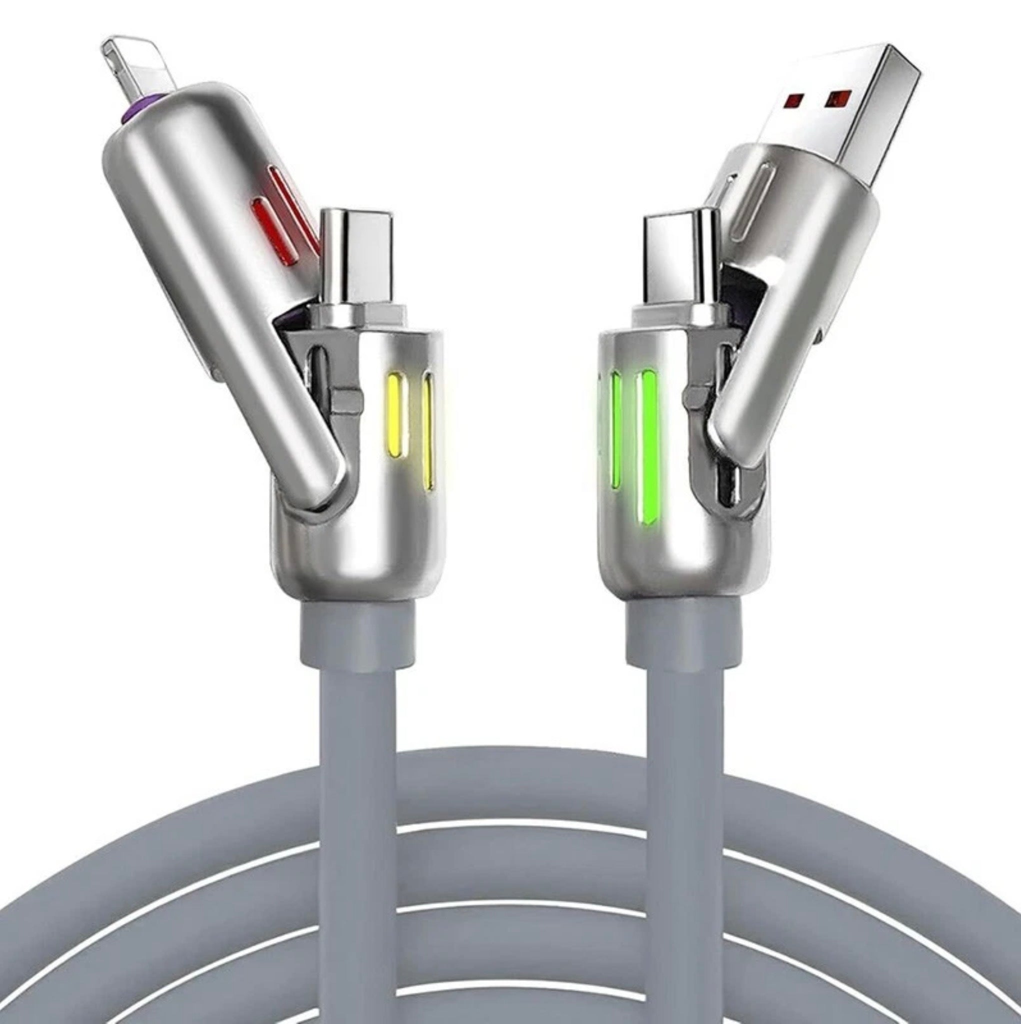 2.0metre LONG ULTRA FAST CHARGING CABLE - USB- TYPE C - LIGHTING - COMPATIBLE WITH BOTH ANDROID AND APPLE DEVICES.