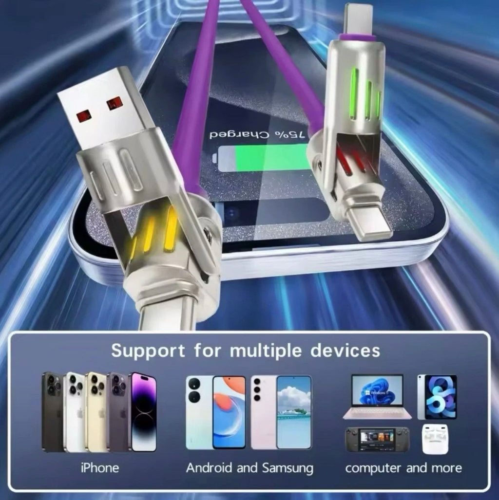2.0metre LONG ULTRA FAST CHARGING CABLE - USB- TYPE C - LIGHTING - COMPATIBLE WITH BOTH ANDROID AND APPLE DEVICES.