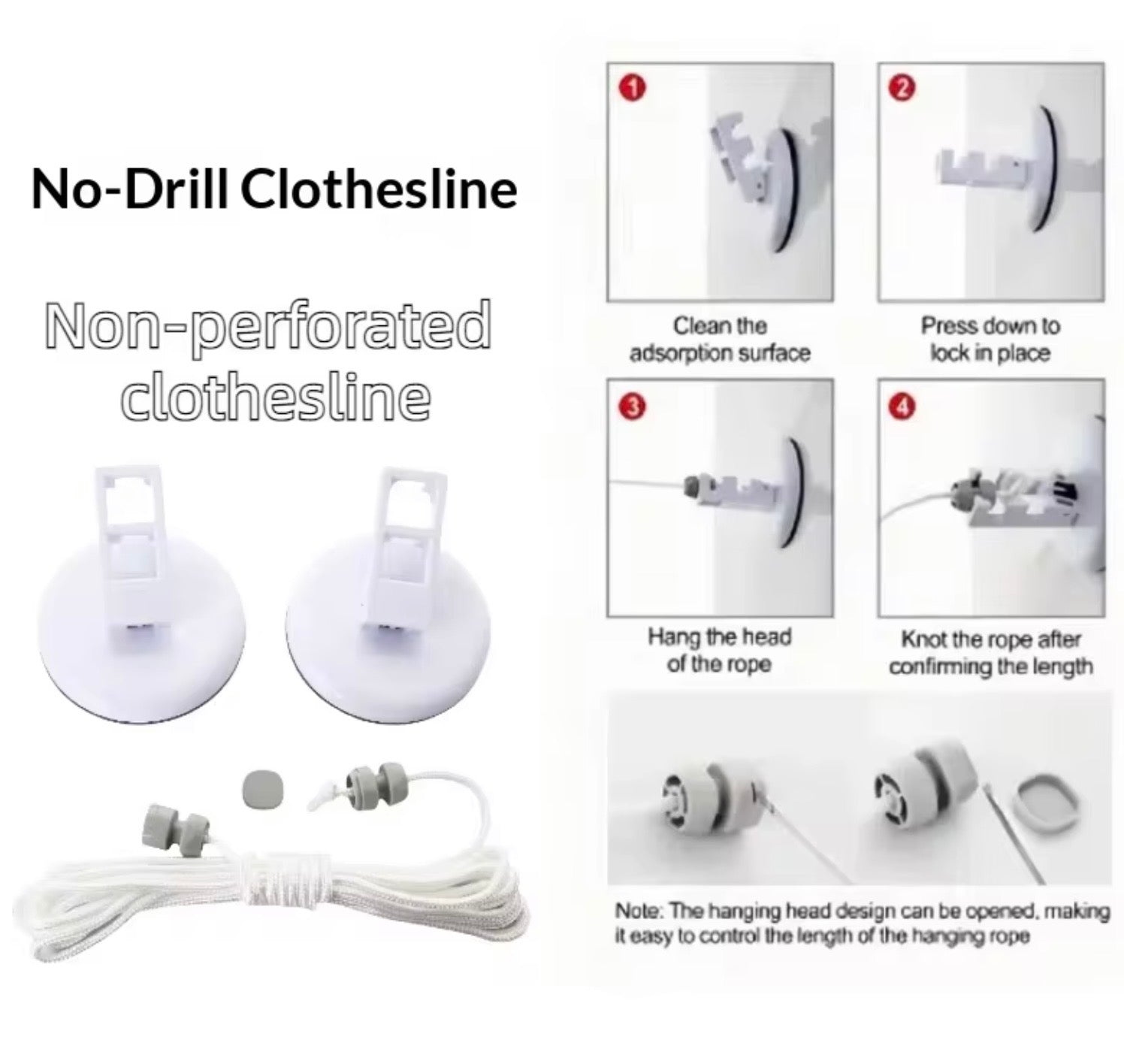 POWERFUL 5 METRE LONG SUCTION CLOTHESLINE