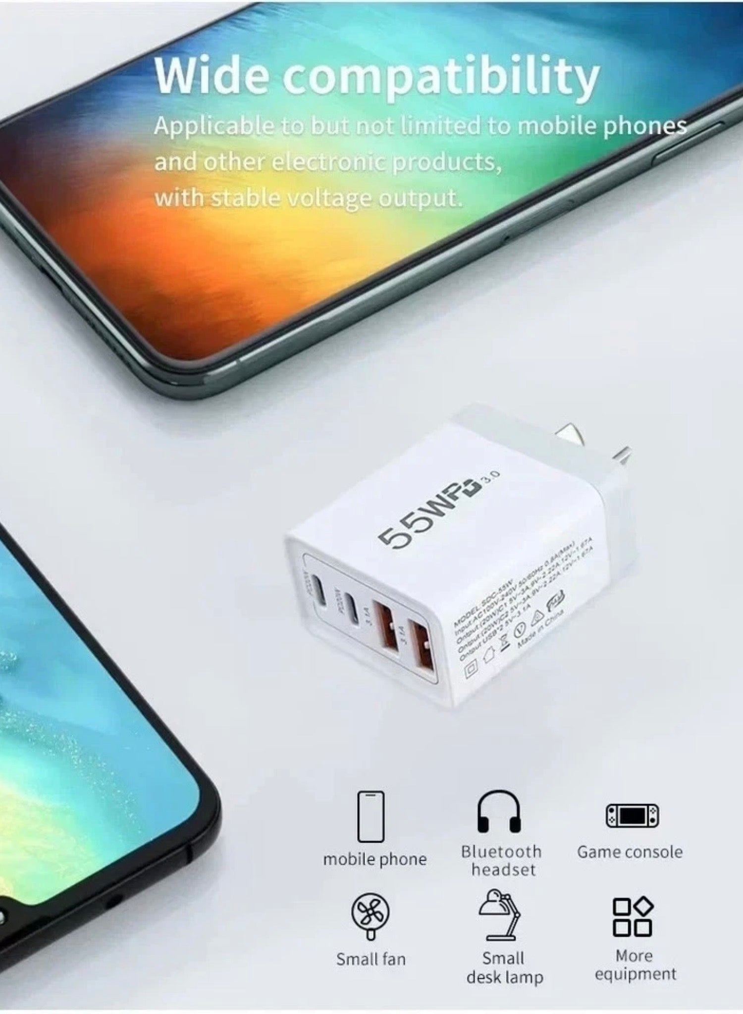 FAST CHARGER - 4 PORTS 2X USB AND 2 X TYPE C