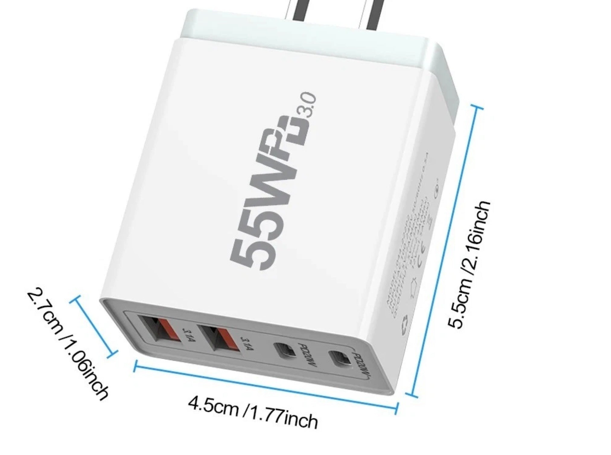 FAST CHARGER - 4 PORTS 2X USB AND 2 X TYPE C