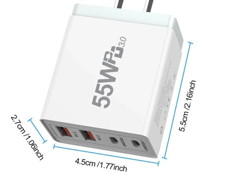 FAST CHARGER - 4 PORTS 2X USB AND 2 X TYPE C