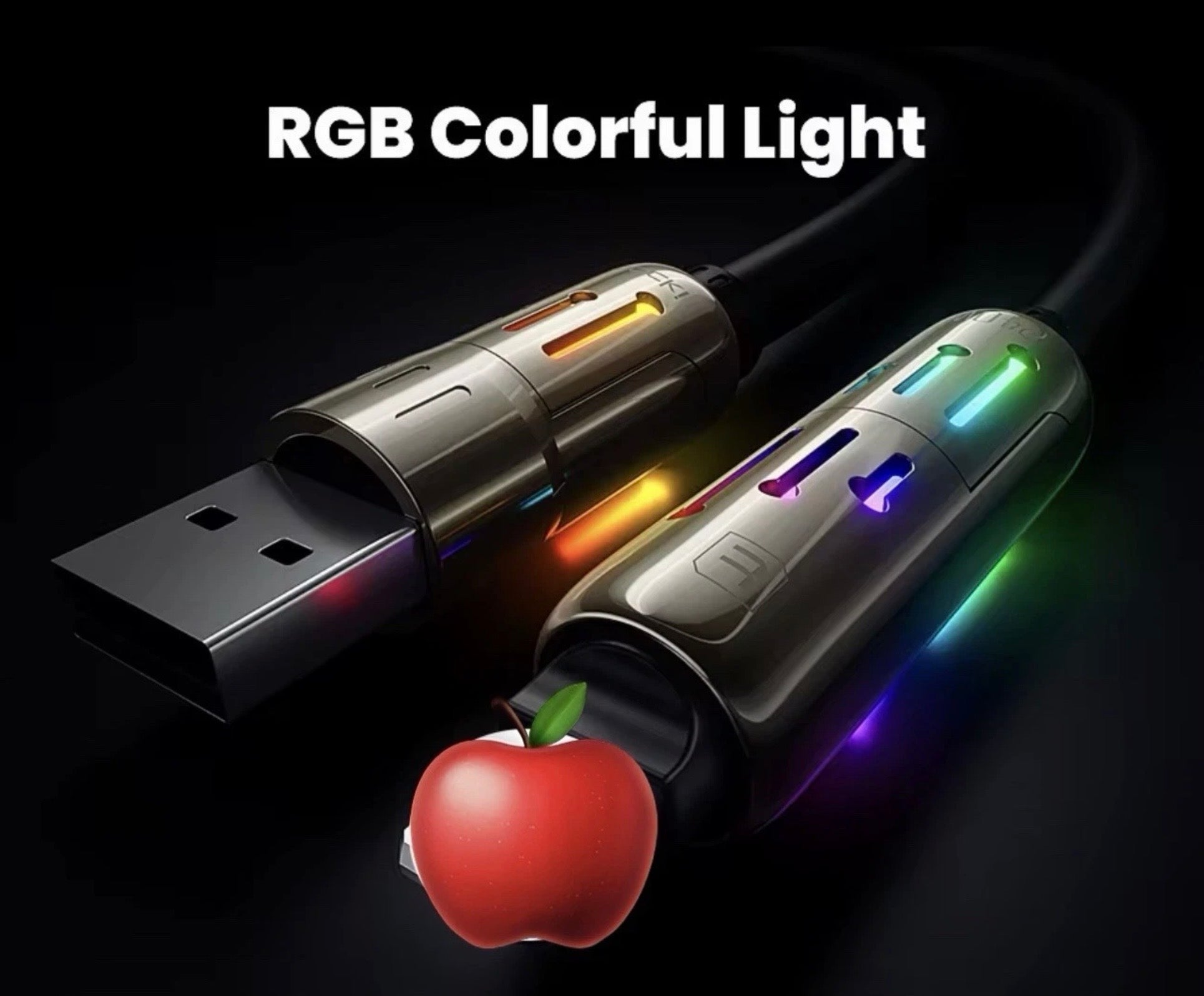 2.0metre LONG ULTRA FAST CHARGING CABLE - USB- TYPE C - LIGHTING - COMPATIBLE WITH BOTH ANDROID AND APPLE DEVICES.
