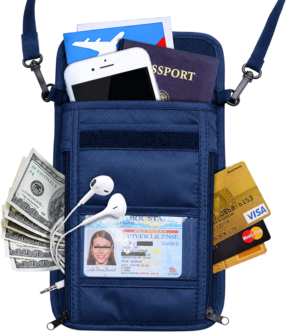 PASSPORT,CARDS AND VALUABLES NECK POUCH