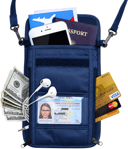 PASSPORT,CARDS AND VALUABLES NECK POUCH
