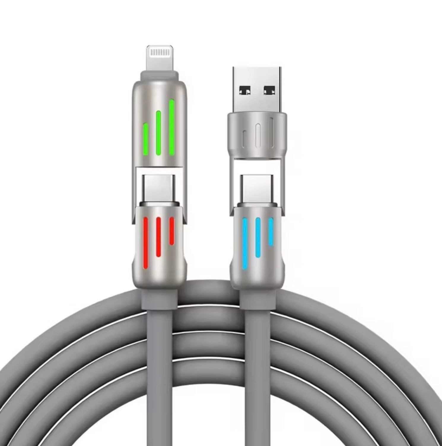 2.0metre LONG ULTRA FAST CHARGING CABLE - USB- TYPE C - LIGHTING - COMPATIBLE WITH BOTH ANDROID AND APPLE DEVICES.