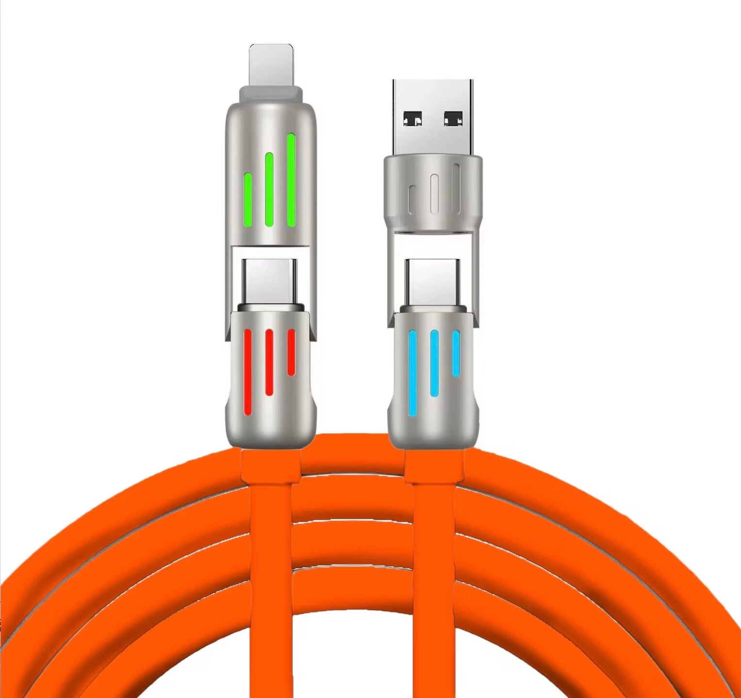2.0metre LONG ULTRA FAST CHARGING CABLE - USB- TYPE C - LIGHTING - COMPATIBLE WITH BOTH ANDROID AND APPLE DEVICES.