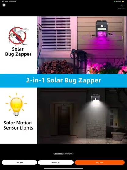 SOLAR POWERED CARAVAN/RV LIGHT/MOZZIE/ZAPPER ATTACHES TO AWNING STRAP PREVENTS ACCIDENTAL AWNING OPENING IN TRANSIT.