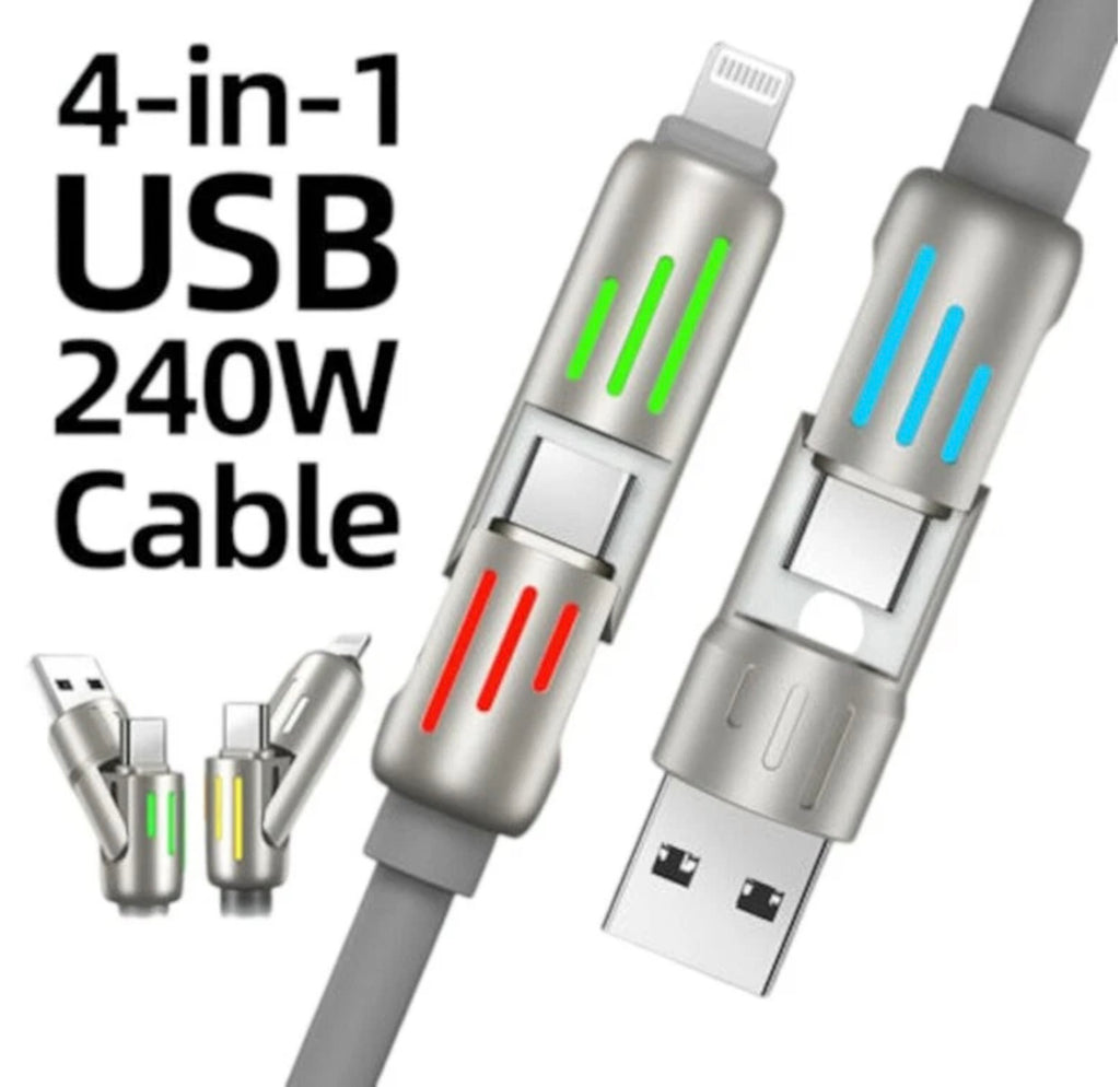 2.0metre LONG ULTRA FAST CHARGING CABLE - USB- TYPE C - LIGHTING - COMPATIBLE WITH BOTH ANDROID AND APPLE DEVICES.