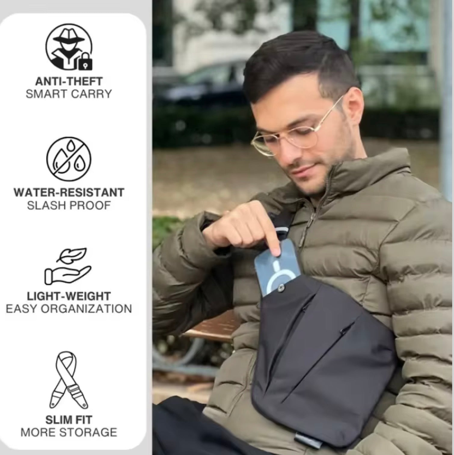 ANTI THEFT CROSSBODY TRAVEL BAG