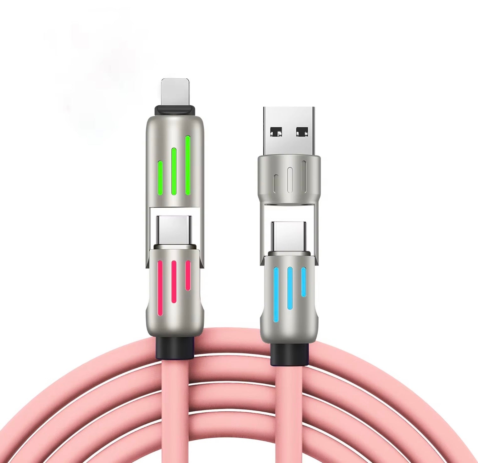 2.0metre LONG ULTRA FAST CHARGING CABLE - USB- TYPE C - LIGHTING - COMPATIBLE WITH BOTH ANDROID AND APPLE DEVICES.