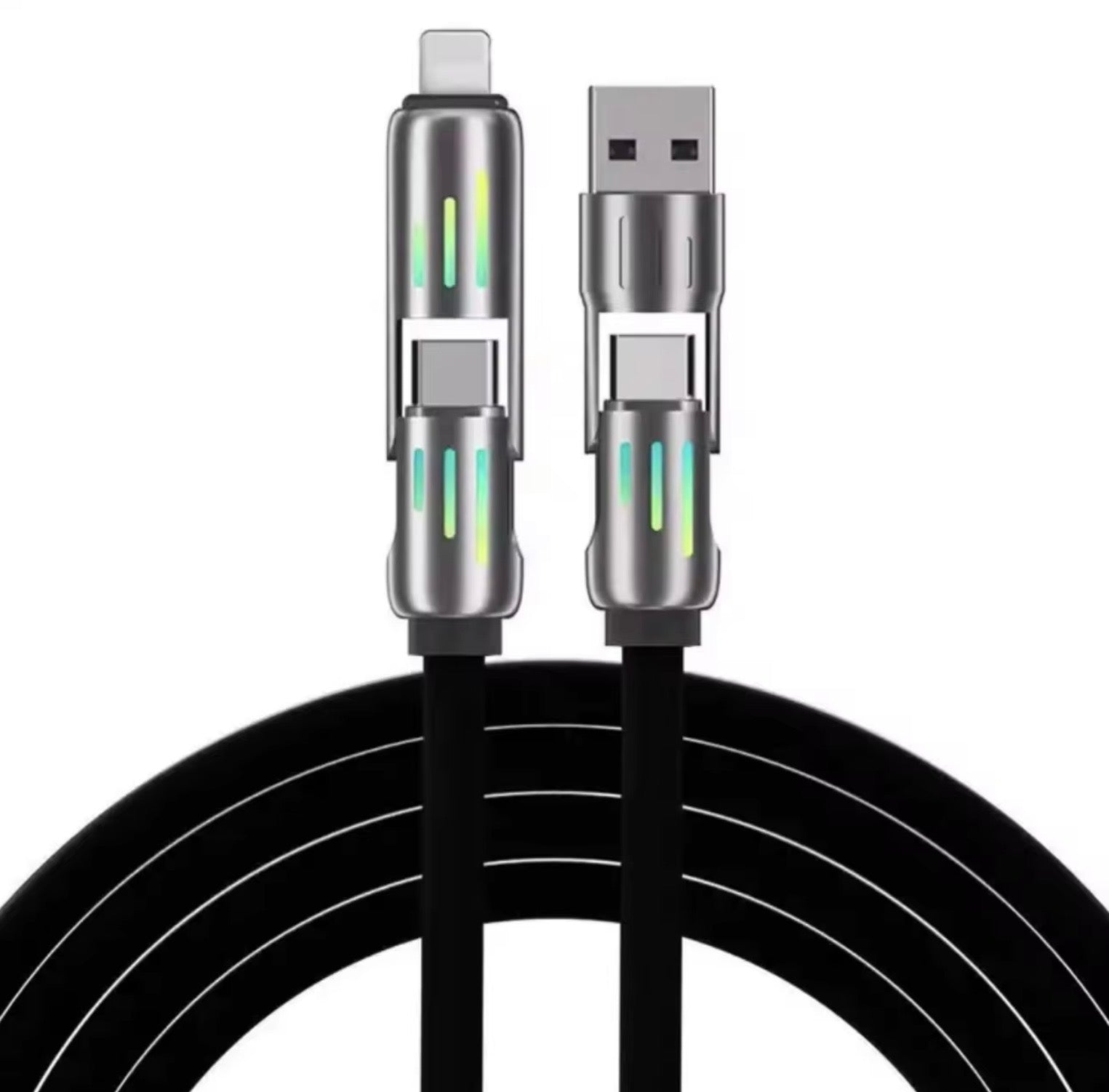2.0metre LONG ULTRA FAST CHARGING CABLE - USB- TYPE C - LIGHTING - COMPATIBLE WITH BOTH ANDROID AND APPLE DEVICES.