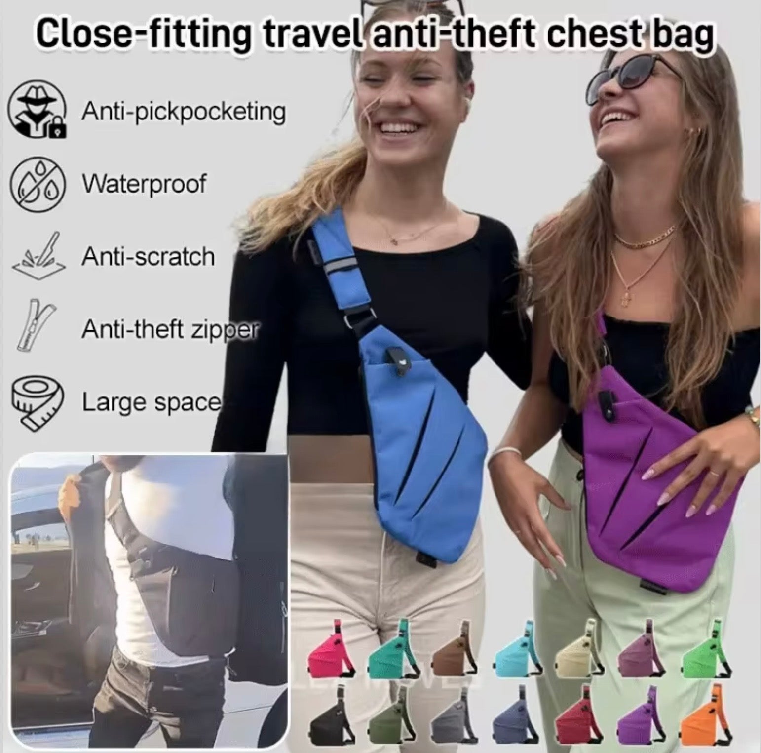 ANTI THEFT CROSSBODY TRAVEL BAG