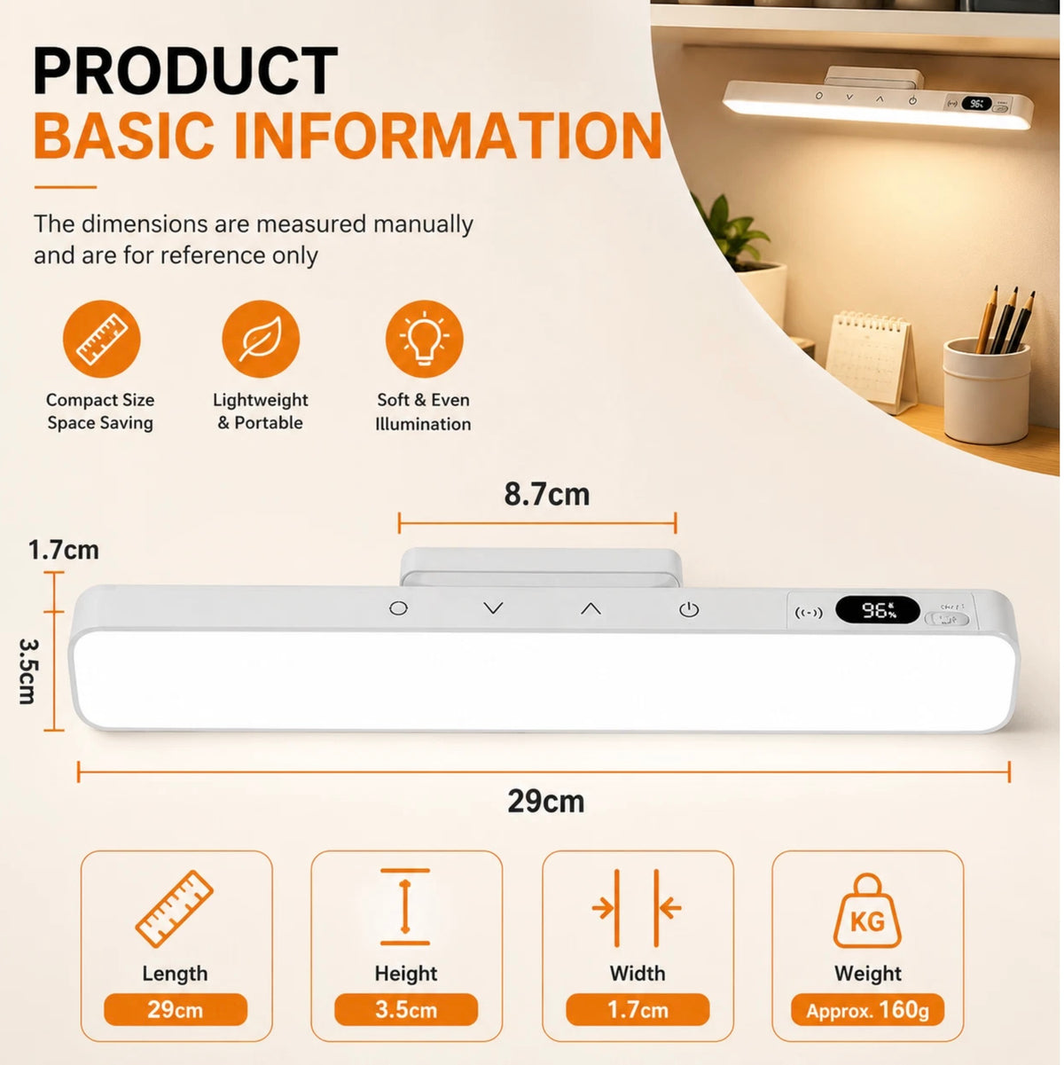 6000K RECHARGEABLE - DIMMABLE REMOTE CONTROL STRIP LIGHT