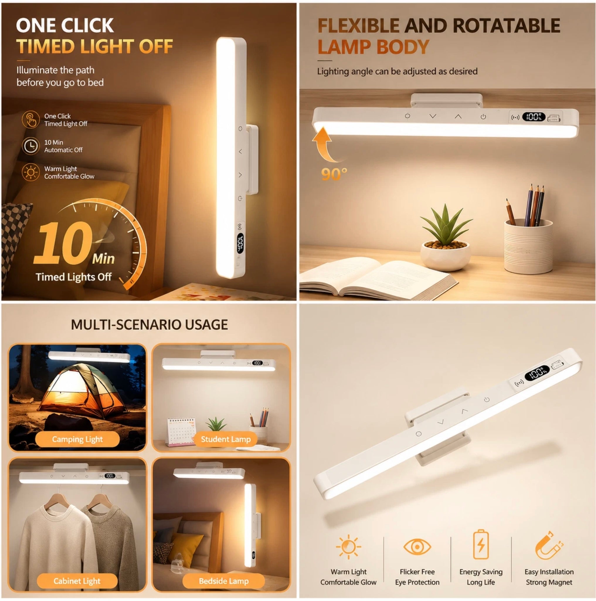 6000K RECHARGEABLE REMOTE CONTROL DIMMABLE STRIP LIGHT