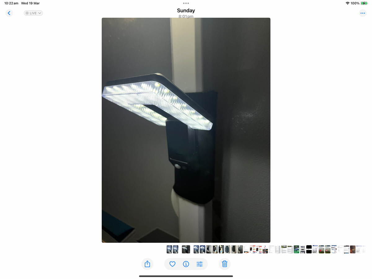 FOLD FLAT 30LED SOLAR LIGHT AND AWNING TIE DOWN STRAP
