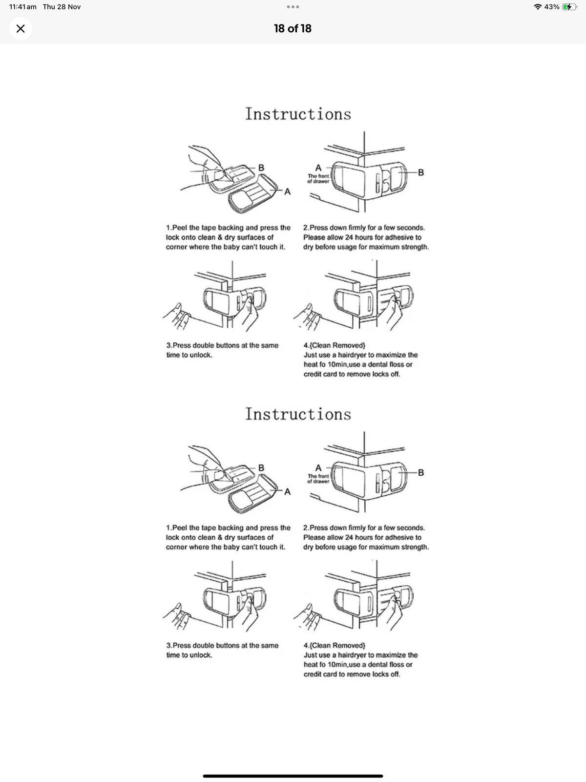 Self Adhesive Door/Drawer Safety Lock