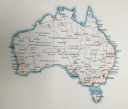 Australia Map Wall Decal - removeable and reuseable (L)
